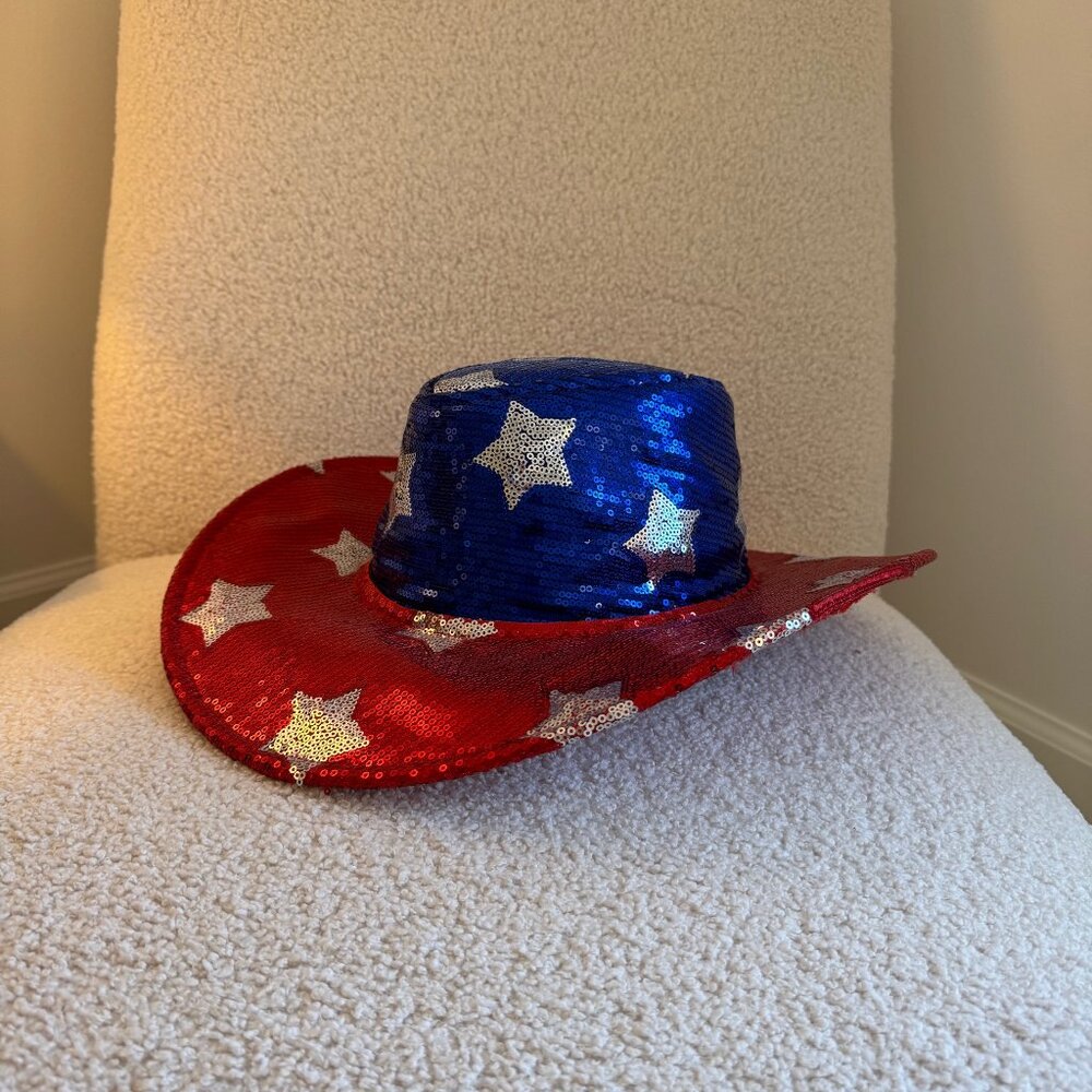Sequined Star Patriotic Cowboy Hat